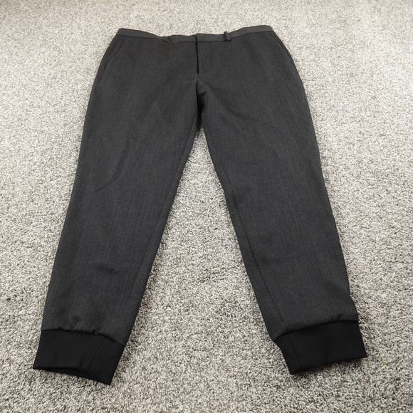 Theory Pants Mens 38X28 Black Gray Wool Dress Chino Jogger Trousers Flat Front